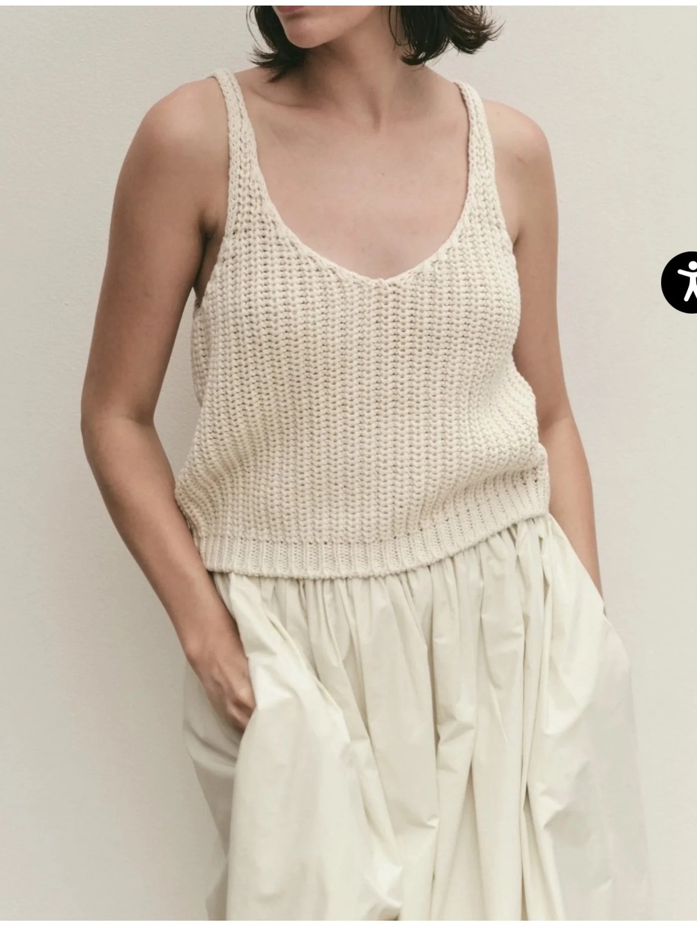 MIJEONG PARK COTTON BLEND KNIT TANK - CREAM